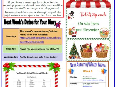 Image of Weekly Newsletter Friday 26th November 2021