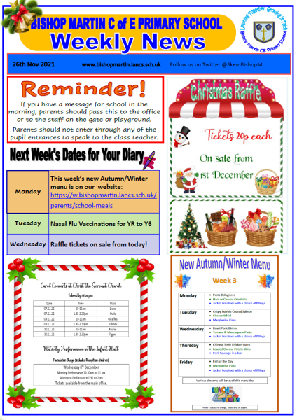 Image of Weekly Newsletter Friday 26th November 2021